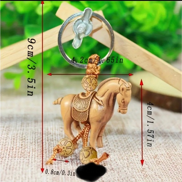 Carved Wood Animal Keychain or Bag Charm — Elephant or Horse - Picture 4 of 6
